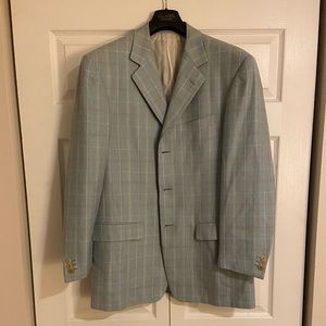 Pal Zileri Blue Plaid Sports Coat Made In Italy - 41R